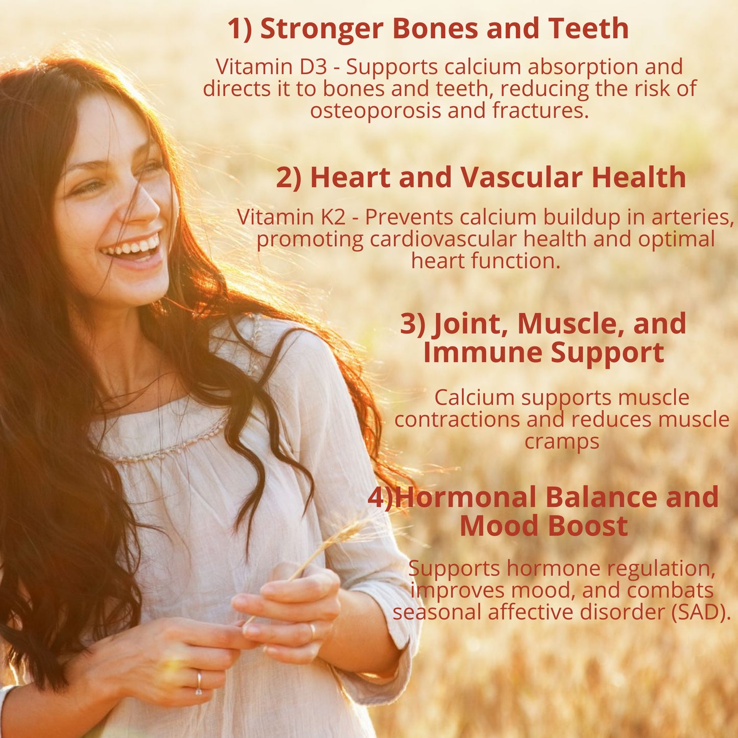 Triple Action Bone Support: Vitamin D3 + K2 with Calcium