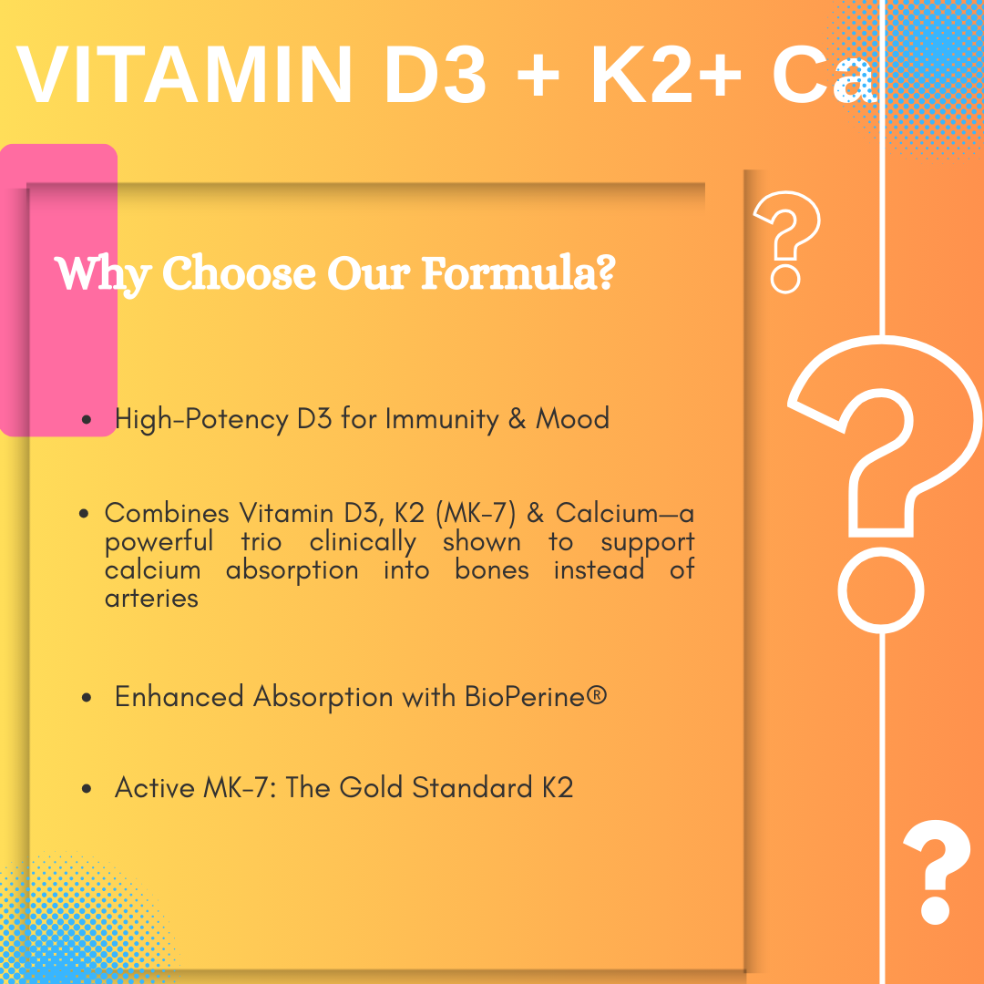Triple Action Bone Support: Vitamin D3 + K2 with Calcium